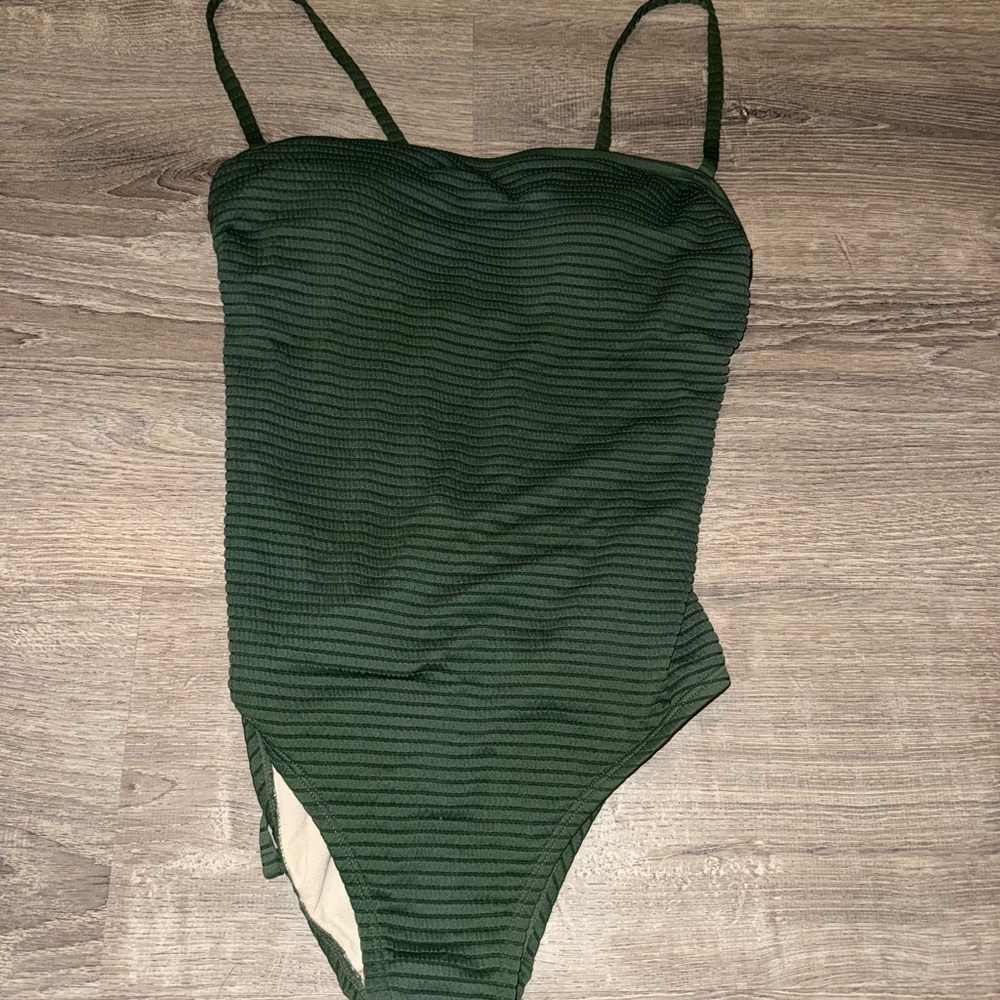 Kona Sol Green Ribbed One Piece Swimsuit